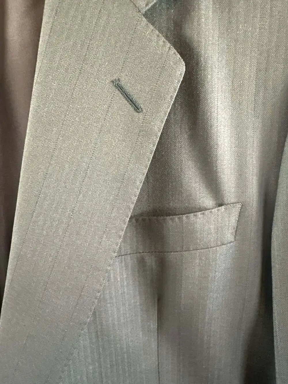 Vintage Canali Milano 2-Piece Suit Pinstripe Wool  Green